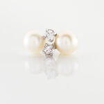 Boucles D'oreilles Puces Eolande Or Blanc Perle De Culture Et Oxyde - Puces Femme | Marc Orian