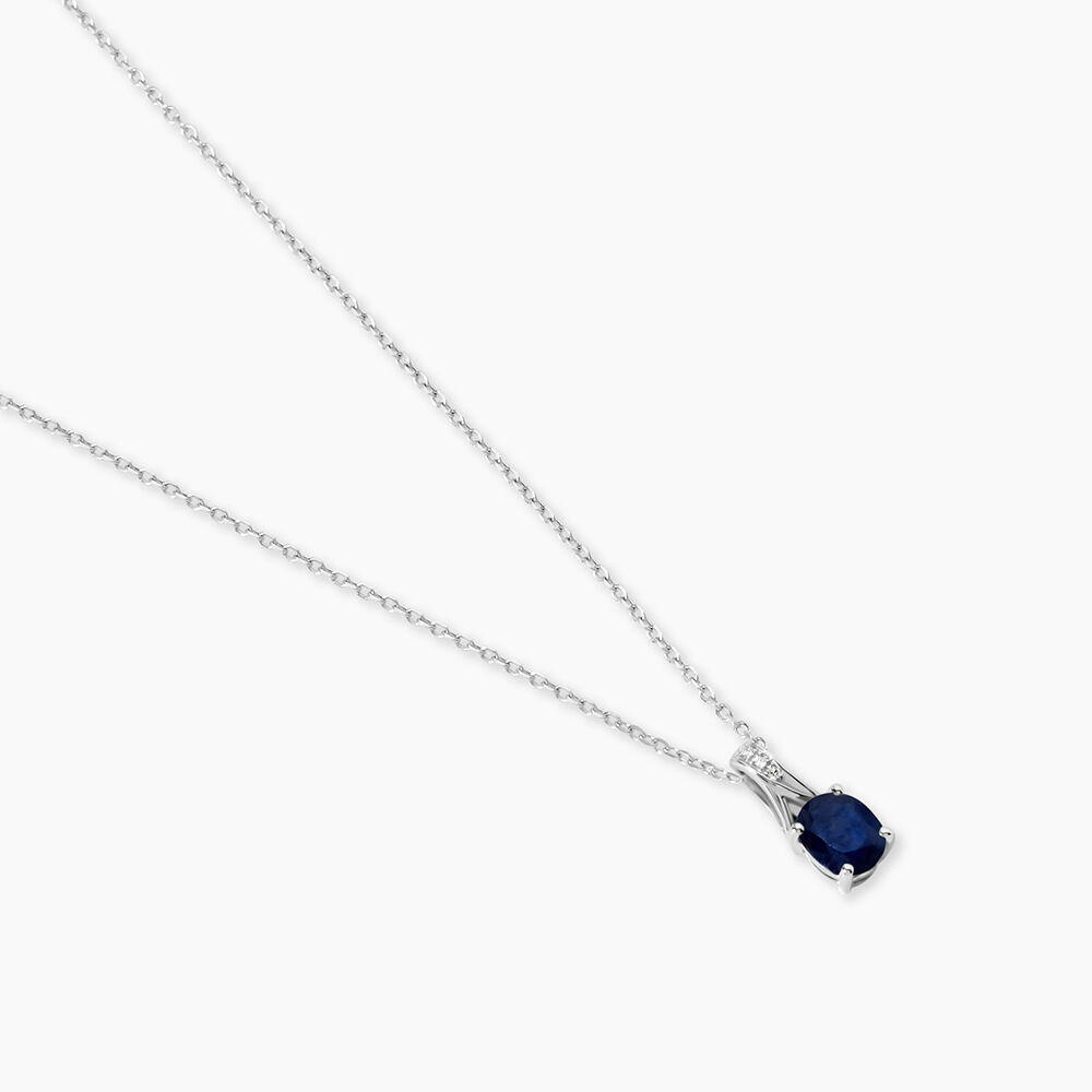 Collier Charmante Or Blanc Saphir Et Diamant - Colliers avec pierres Femme | Marc Orian