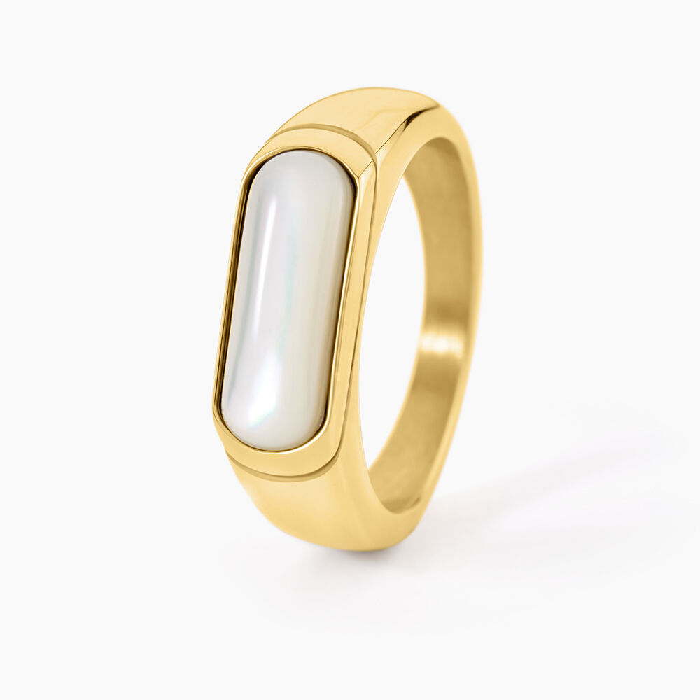 Bague Dannie Acier Jaune Nacre - Bijoux fantaisie Femme | Marc Orian