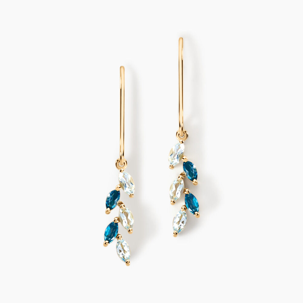 Boucles D'oreilles Pendantes Oc&eacute;an Or Jaune Topaze - Pendantes Femme | Marc Orian