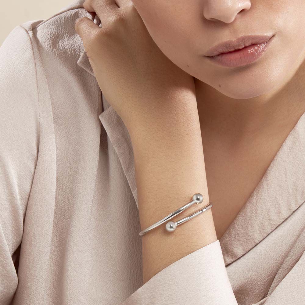 Bracelet Jonc Noûr Argent Blanc - Bracelets joncs Femme | Marc Orian