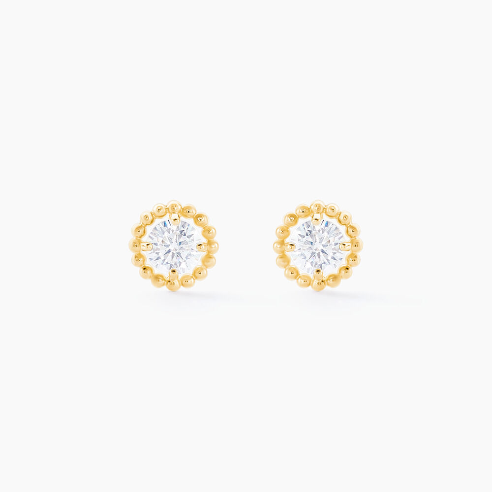 Boucles D'oreilles Puces Rufino Or Jaune Oxyde De Zirconium - Puces Femme | Marc Orian