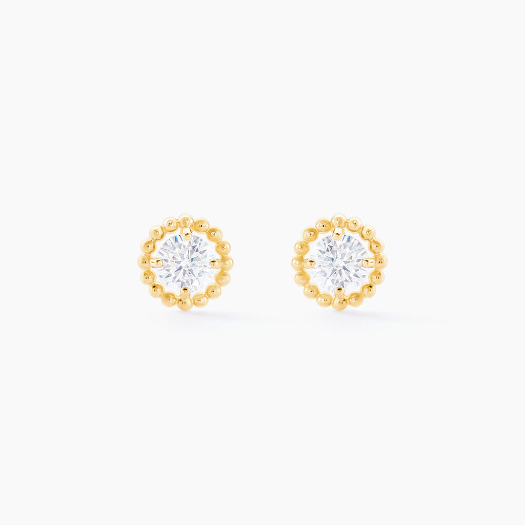 Boucles D'oreilles Puces Rufino Or Jaune Oxyde De Zirconium - Puces Femme | Marc Orian