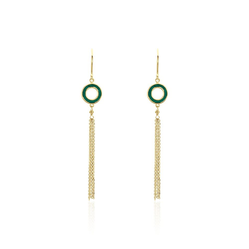 Boucles D'oreilles Pendantes L'incessante Or Jaune Malachite - Pendantes Femme | Marc Orian