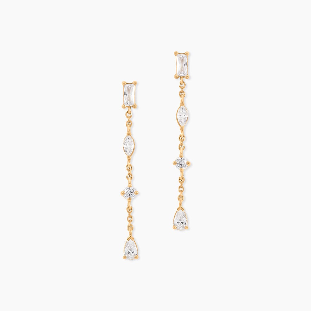 Boucles D'Oreilles Pendantes Sya Plaque Or Jaune Oxyde De Zirconium - Pendantes Femme | Marc Orian