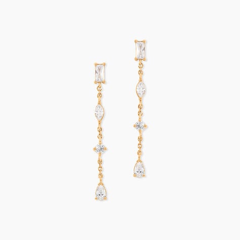 Boucles D'Oreilles Pendantes Sya Plaque Or Jaune Oxyde De Zirconium - Pendantes Femme | Marc Orian