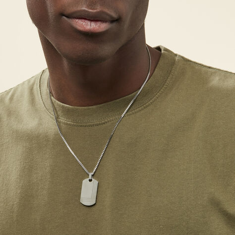 Collier Quadrillage Acier Blanc - Colliers Homme | Marc Orian