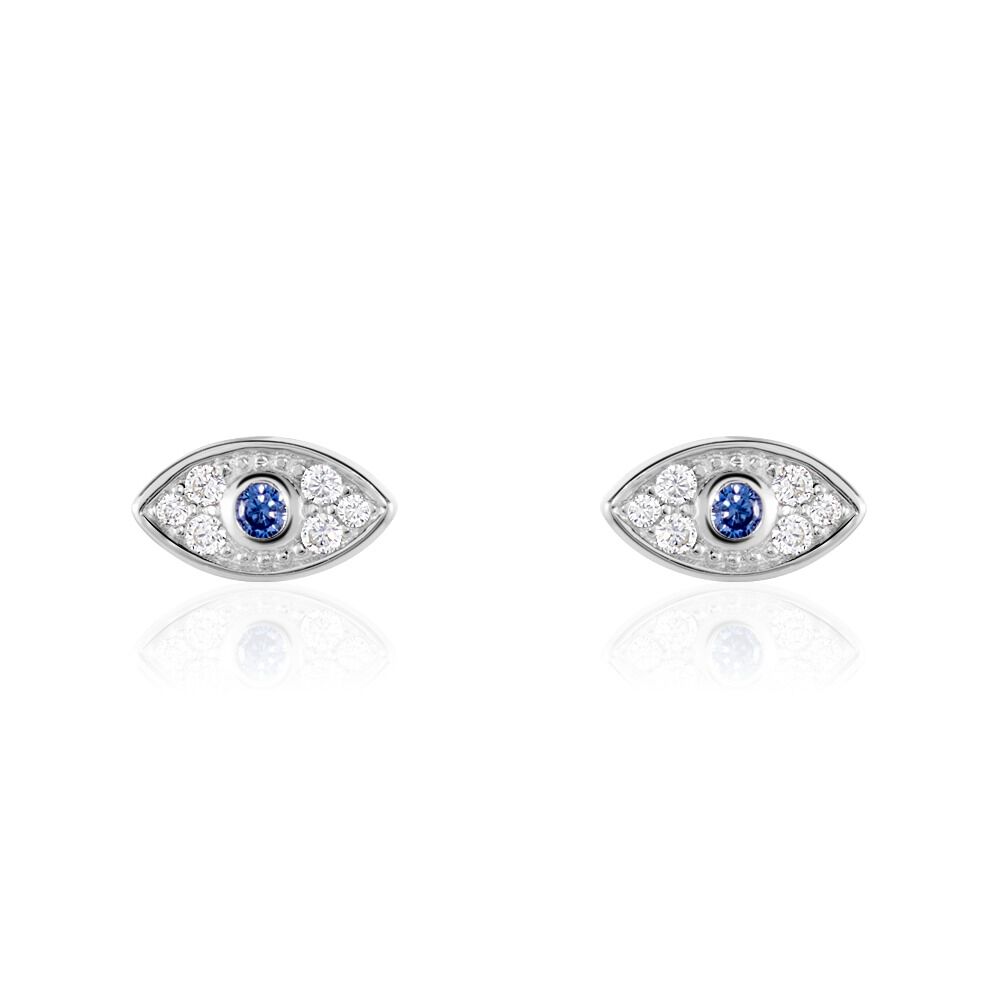 Boucles D'oreilles Puces Josue Argent Blanc Oxyde De Zirconium - Puces Femme | Marc Orian