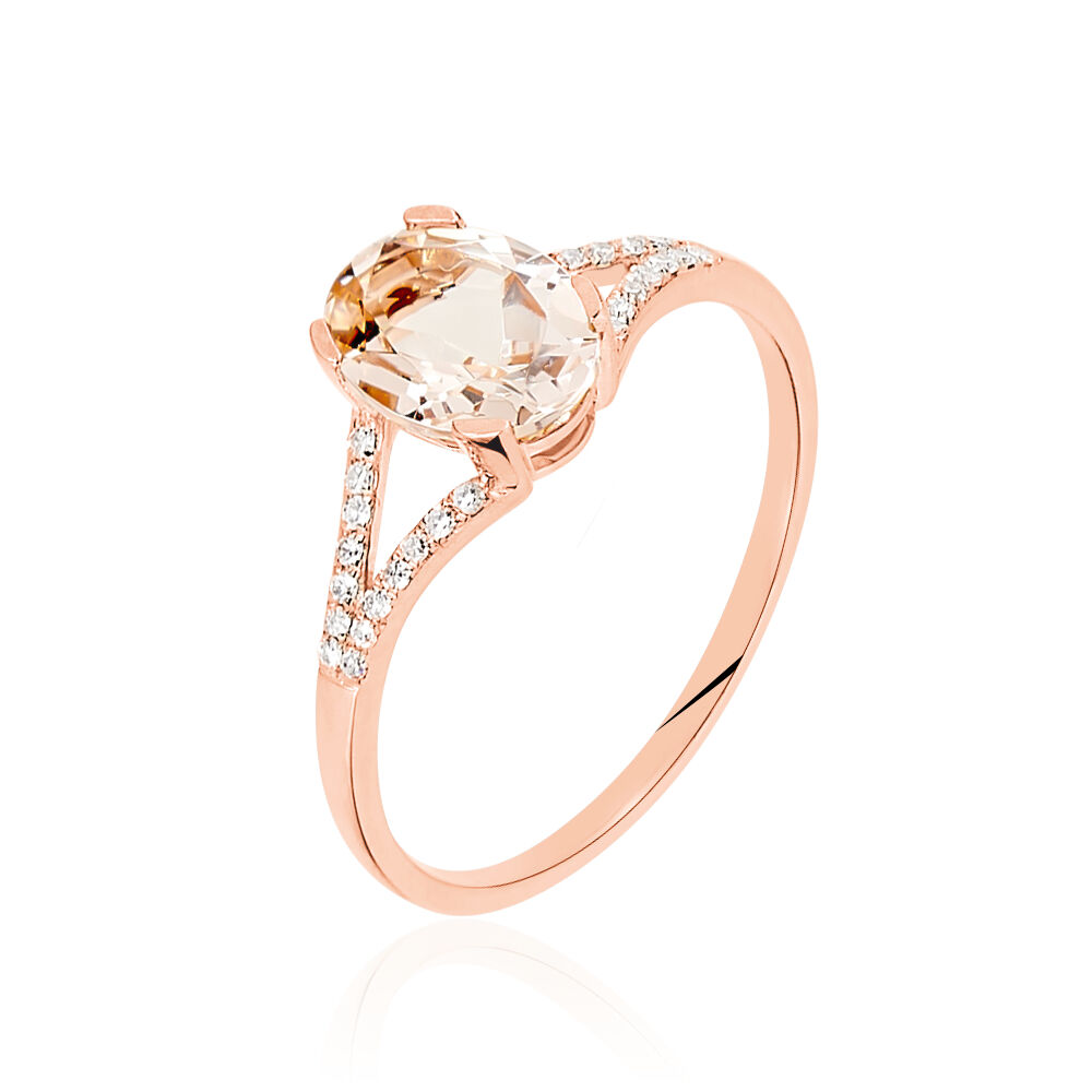 Bague Solitaire Regeanne Or Rose Morganite Et Diamant