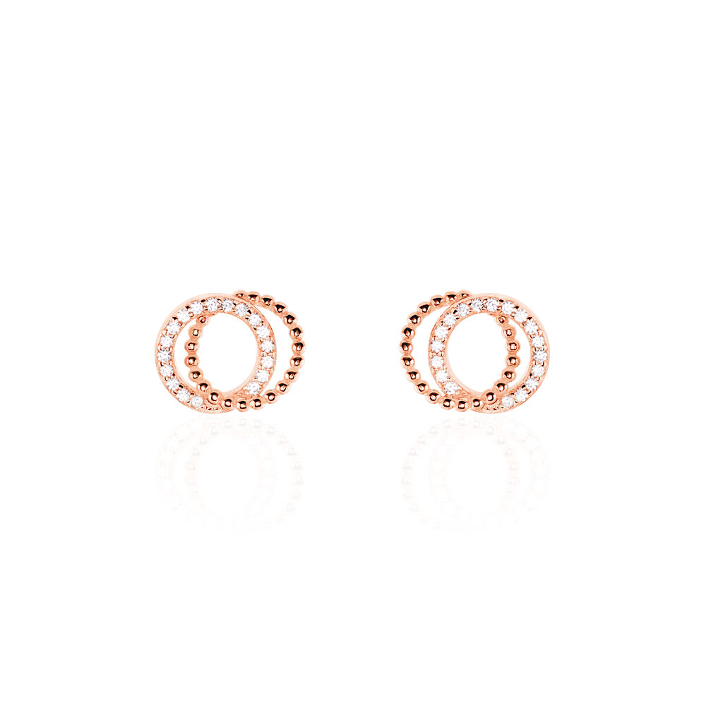 Boucles D'oreilles Puces Janne Argent Rose Oxyde De Zirconium - Puces Femme | Marc Orian