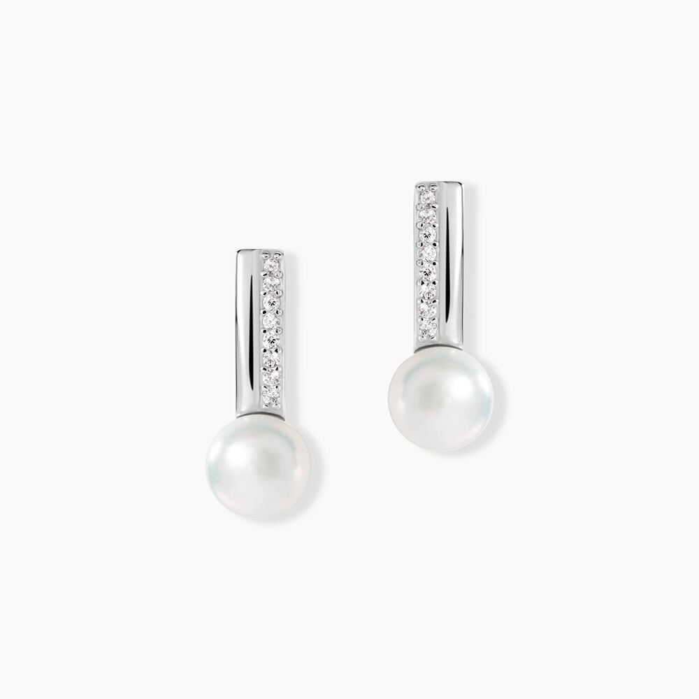 Boucles D'oreilles Pendantes Kathy Argent  Perle De Culture Et Oxyde - Pendantes Femme | Marc Orian