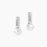 Boucles D'oreilles Pendantes Kathy Argent  Perle De Culture Et Oxyde - Pendantes Femme | Marc Orian