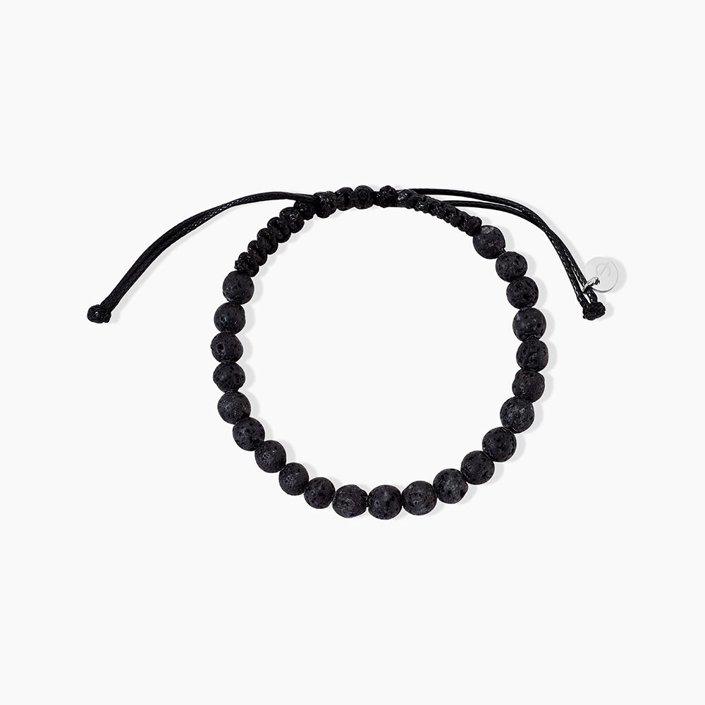 Bracelet Phebus Him Cordon Noir Pierre De Lave - Bracelets cordons Homme | Marc Orian