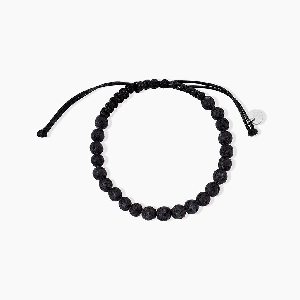 Bracelet Phebus Him Cordon Noir Pierre De Lave - Bracelets cordons Homme | Marc Orian