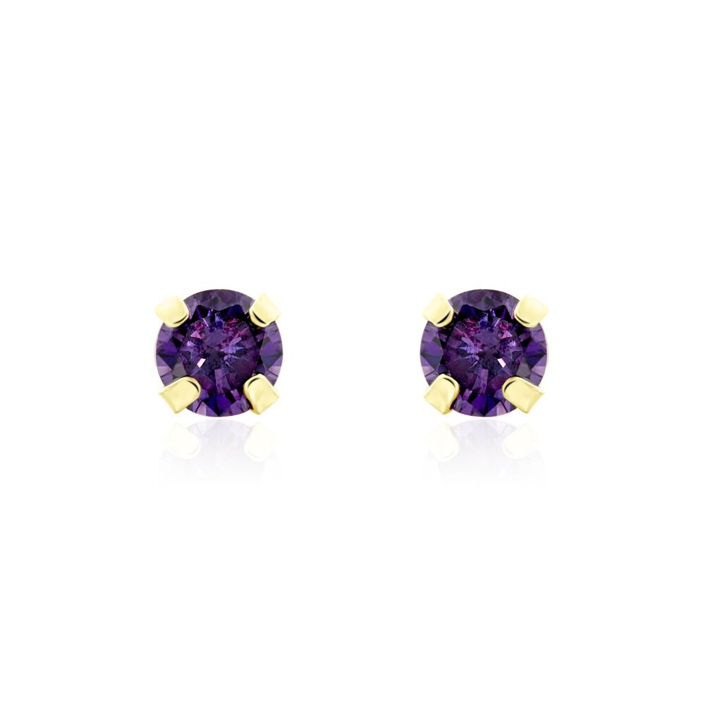 Boucles D'oreilles Puces Or Jaune Oxyde De Zirconium - Puces Femme | Marc Orian