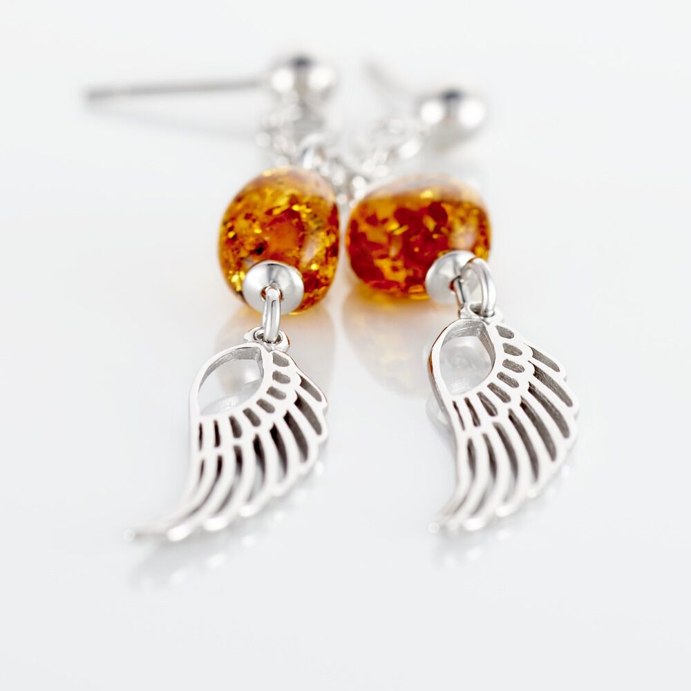 Boucles D'oreilles Argent Blanc Aglaee Ambre - Pendantes Femme | Marc Orian