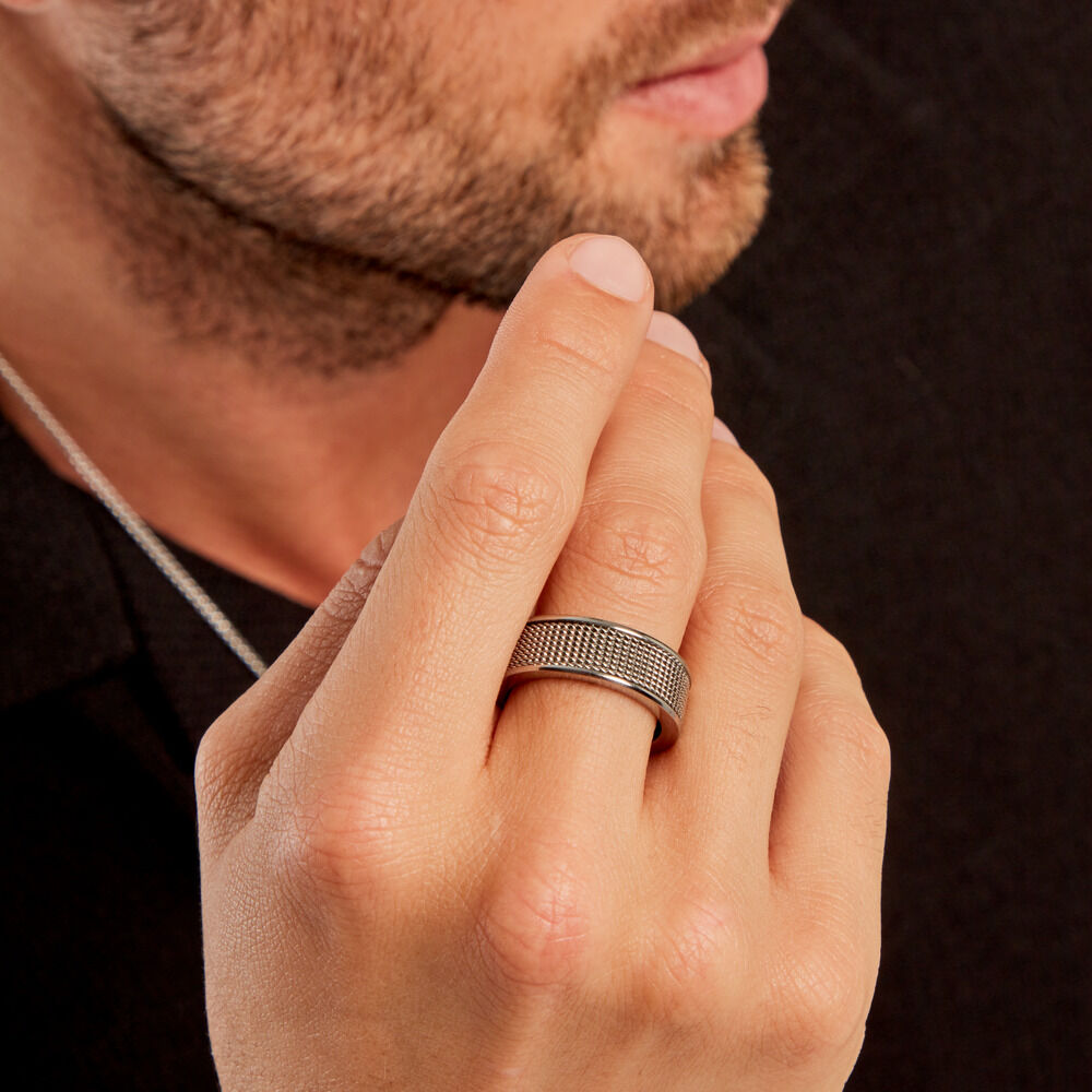 Bague Black Love Acier Blanc - Bagues grosses Homme | Marc Orian