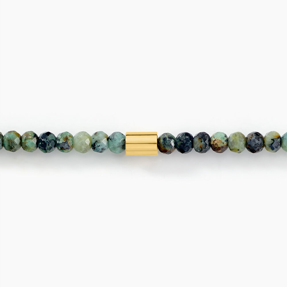 Bracelet Acier Doré Jaspe Africain - Bracelets chaînes Femme | Marc Orian
