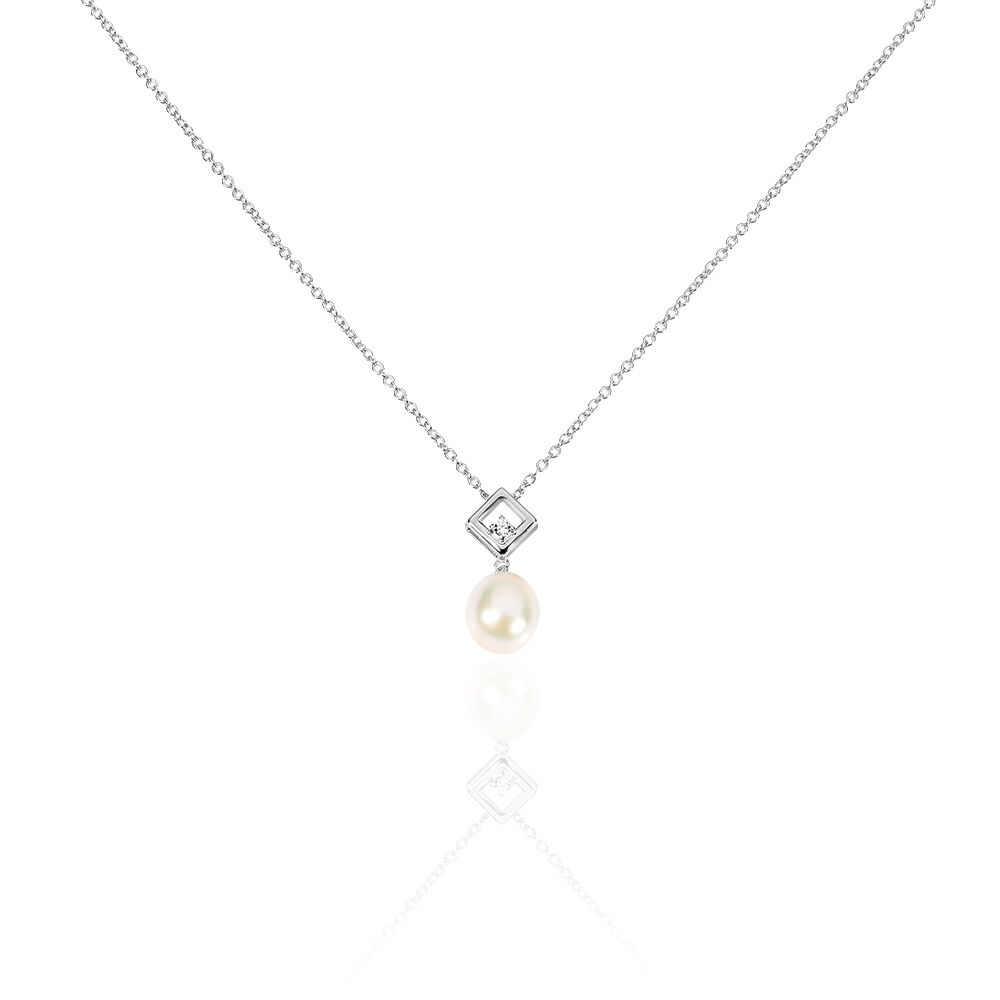 Collier Drusilla Argent Blanc Perle De Culture Et Oxyde De Zirconium - Colliers avec pierres Femme | Marc Orian