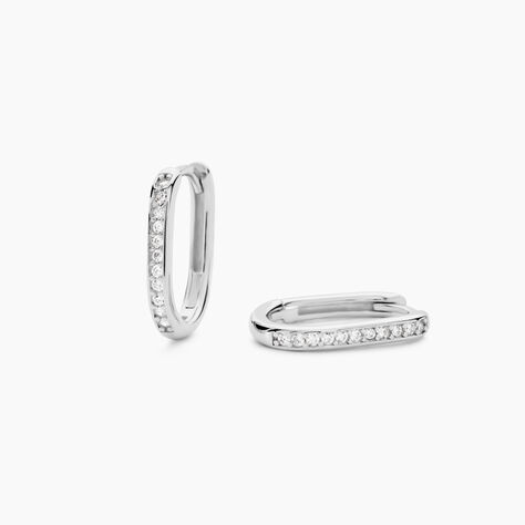 Créoles Haniya Argent Blanc Oxyde De Zirconium - Créoles Femme | Marc Orian