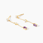 Boucles D'Oreilles Pendantes Thurayya Or Jaune Am&eacute;thyste Oxyde De Zirconium - Pendantes Femme | Marc Orian