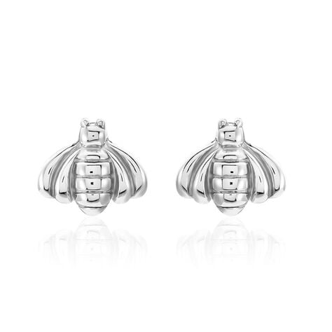 Boucles D'oreilles Puces Bee Argent Blanc - Puces Femme | Marc Orian
