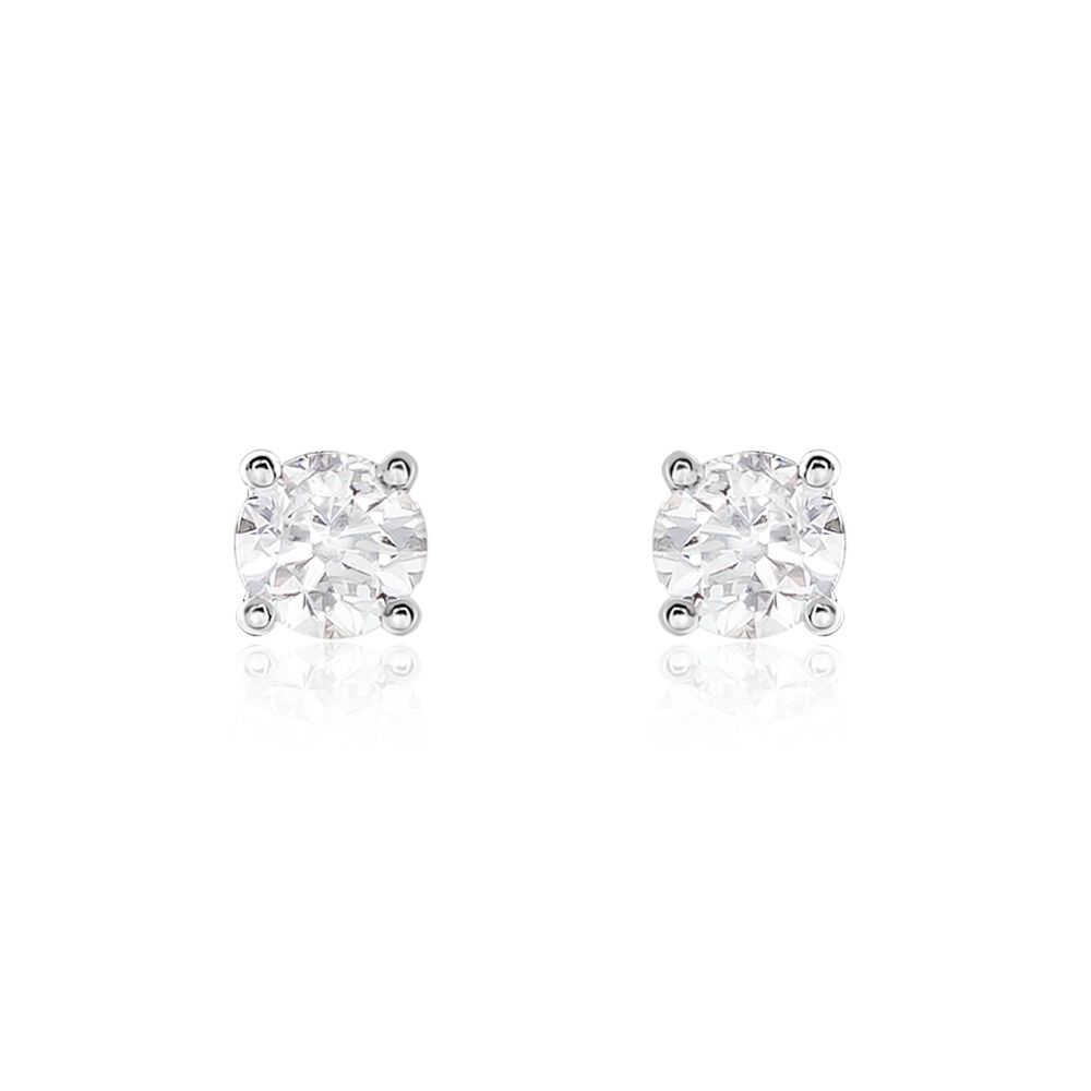 Boucles D'oreilles Puces Or Blanc Victoria Diamants - Puces Femme | Marc Orian