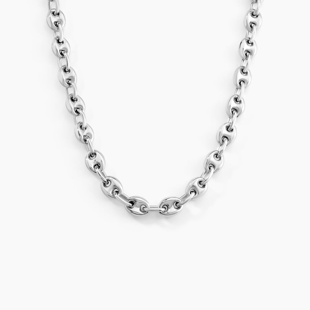 Collier Carrus Maille Grain De Cafe Argent Blanc - Chaines Homme | Marc Orian