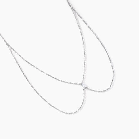 Collier Navette Argent Blanc Oxyde De Zirconium - Colliers avec pierres Femme | Marc Orian