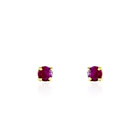 Boucles D'oreilles Puces Elea Serti Griffe Or Jaune Rubis - Puces Femme | Marc Orian