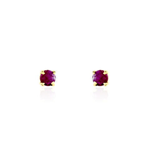 Boucles D'oreilles Puces Elea Serti Griffe Or Jaune Rubis - Clous d'oreilles Femme | Marc Orian