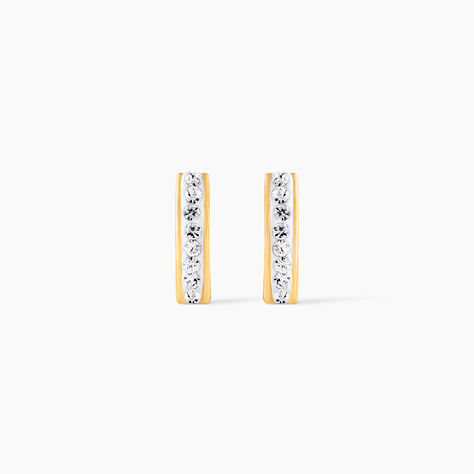 Boucles D'oreilles Puces Edme Barrettes Or Jaune Strass - Puces Femme | Marc Orian