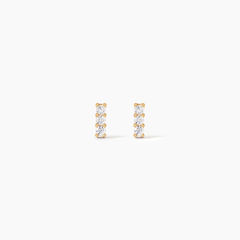Boucles D'oreilles Puces Youssa Barrettes Or Jaune Oxyde De Zirconium - Puces Femme | Marc Orian