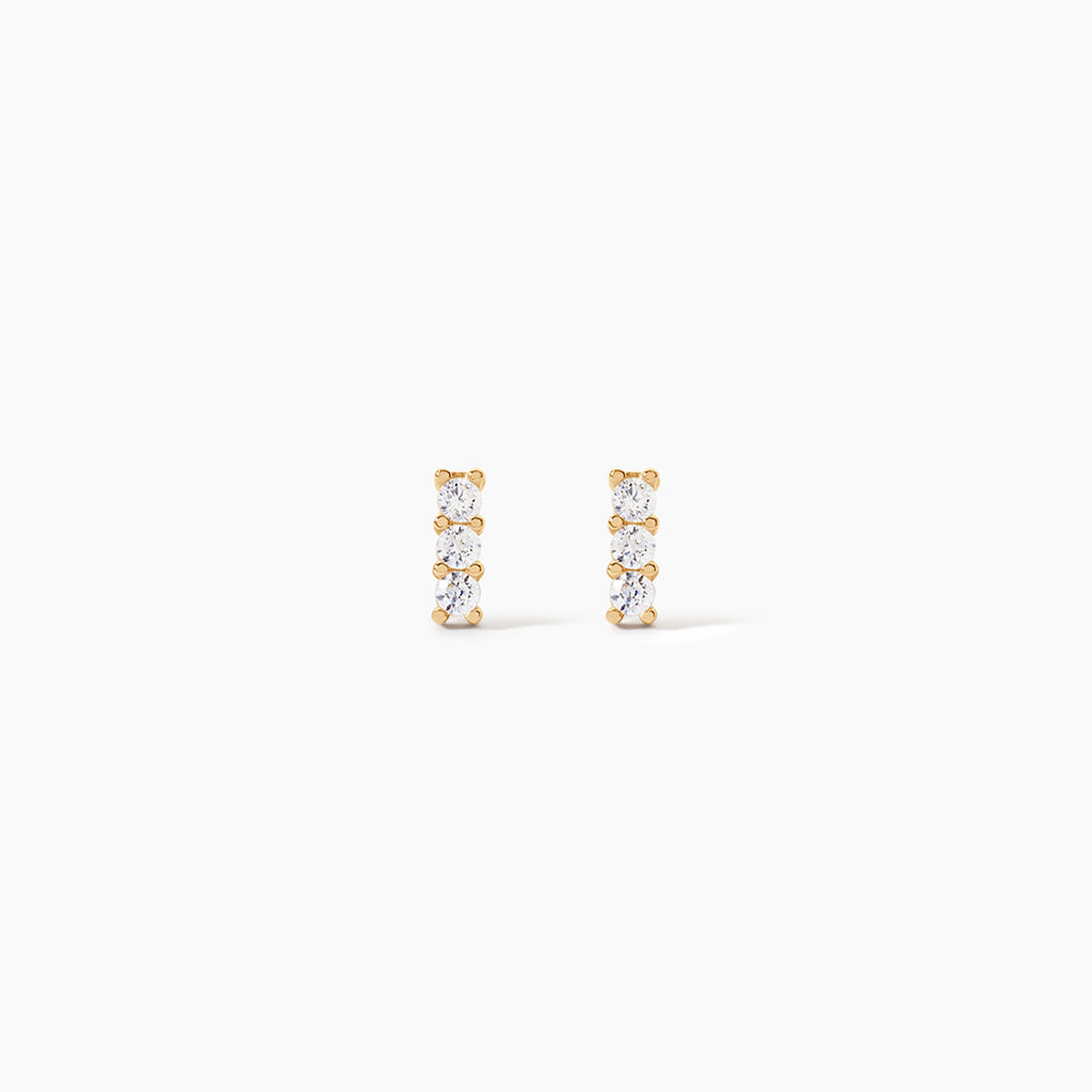 Boucles D'oreilles Puces Youssa Barrettes Or Jaune Oxyde De Zirconium - Puces Femme | Marc Orian