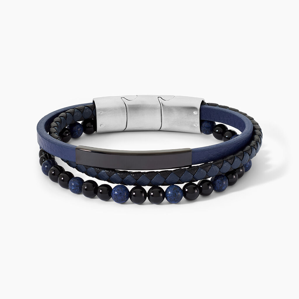 Bracelet Jourdan Hercule Cuir Multicolore Onyx Lapis Lazuli - Bracelets cuir Homme | Marc Orian