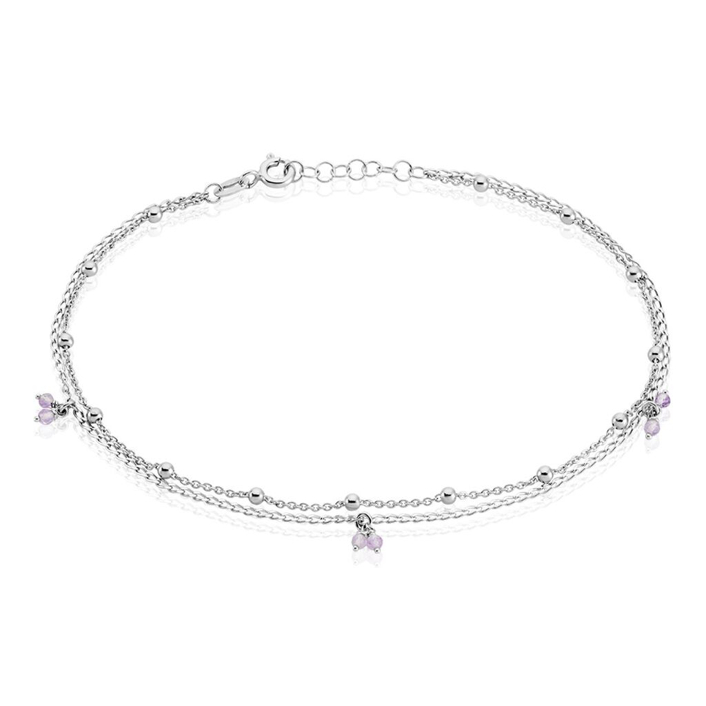 Chaîne De Cheville Kristyna Argent Blanc Amethyste - Chaines de cheville Femme | Marc Orian