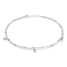 Chaîne De Cheville Kristyna Argent Blanc Amethyste - Chaines de cheville Femme | Marc Orian