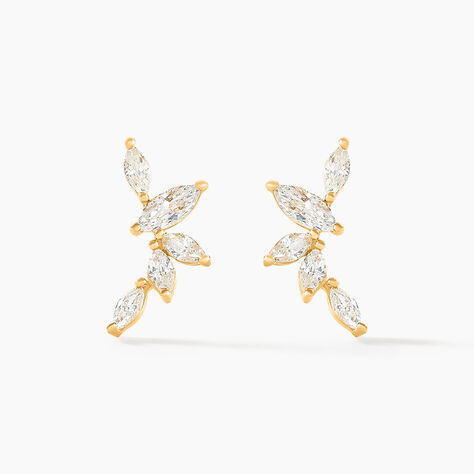 Boucles D'oreilles Barrettes Youssa Barrettes 5 Or Jaune Oxydes - Pendantes Femme | Marc Orian