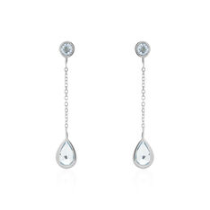 Boucles D'oreilles Pendantes Brenda Or Blanc Topaze - Boucles d'oreilles Pendantes Femme | Marc Orian