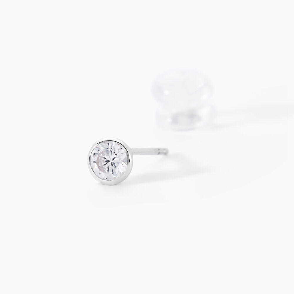 Boucles D'oreilles Puces Elda Serti Clos Or Blanc Oxyde De Zirconium - Puces Femme | Marc Orian