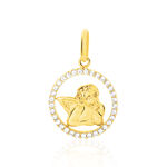 Pendentif Ange Rond Or Jaune Oxyde De Zirconium - Pendentifs Famille | Marc Orian