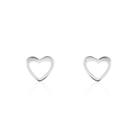 Boucles D'oreilles Puces Anne-maudae Coeurs Or Blanc - Puces Femme | Marc Orian