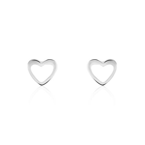 Boucles D'oreilles Puces Anne-maudae Coeurs Or Blanc - Clous d'oreilles Femme | Marc Orian