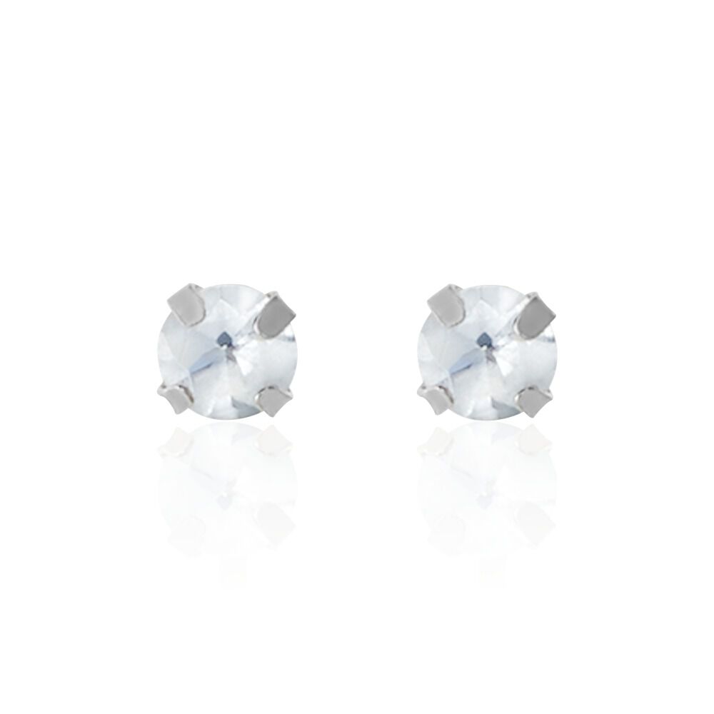 Boucles D'oreilles Puces Daria Or Blanc Oxyde De Zirconium - Puces Femme | Marc Orian
