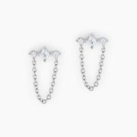 Bijoux D'oreilles Desert Argent Blanc Oxyde De Zirconium