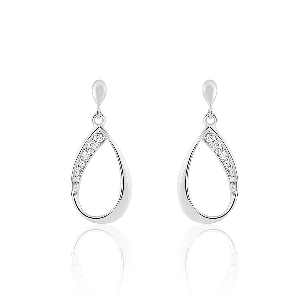 Boucles D'oreilles Pendantes Maritie Argent Blanc Oxyde De Zirconium - Pendantes Femme | Marc Orian