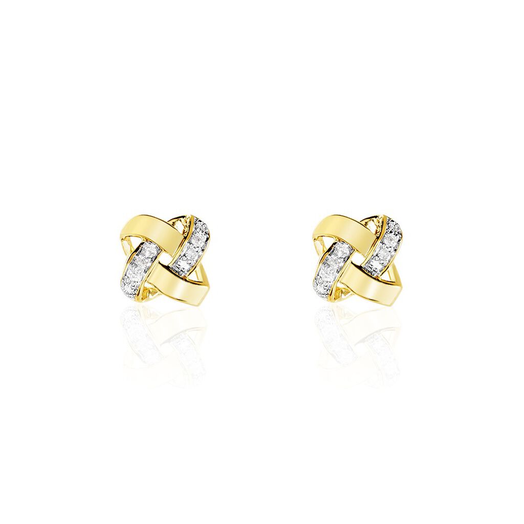 Boucles D'oreilles Puces Nyree Or Jaune Diamant - Puces Femme | Marc Orian
