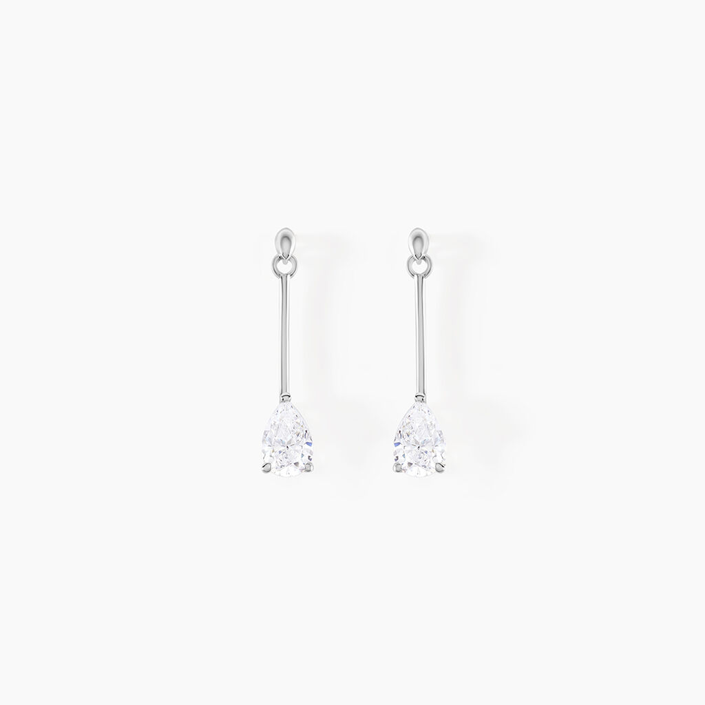 Boucles D'oreilles Pendantes Goutte Or Blanc Oxyde De Zirconium - Pendantes Femme | Marc Orian
