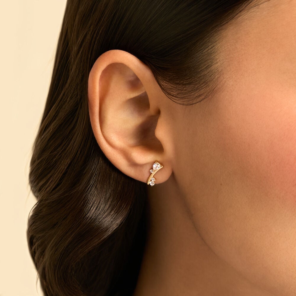 Boucles D'Oreilles Puces Nelia Plaqu&eacute; Or Jaune Oxyde De Zirconium - Puces Femme | Marc Orian