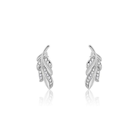 Boucles D'oreilles Puces Isae Argent Blanc Oxyde De Zirconium - Clous d'oreilles Femme | Marc Orian